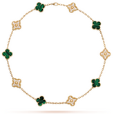 Leaf Choker -  Golden Emerald & Rhinestones